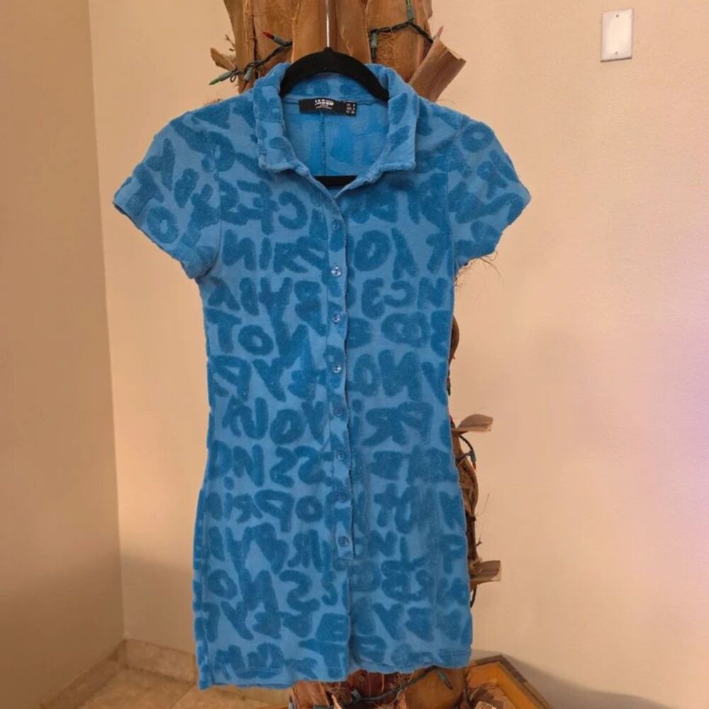 Jaded London Blue Terrycloth Romper
